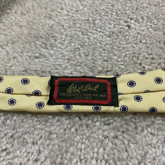 Vintage Silk Tie Gold Designer Geometric Necktie USA Classic Business Formal - Picture 3 of 6